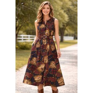 Vintage Talbots Equestrian Belted Dress